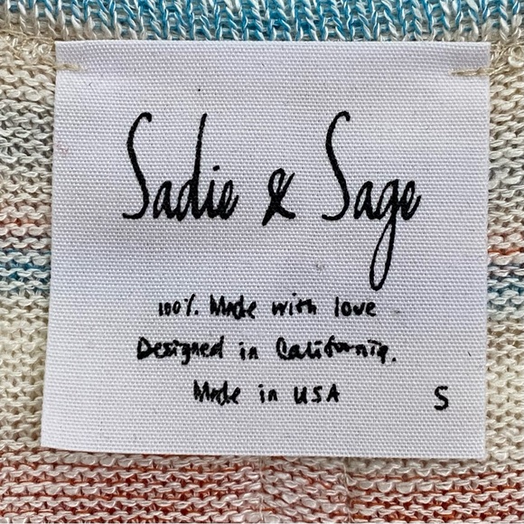 SADIE & SAGE Multicolored Stripe Hi-Low Long Sleeves Knit Top Size S NEW - Picture 12 of 14